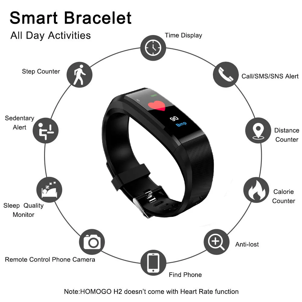 

Fitness Tracker Color Screen Heart Rate Monitor Blood Pressure Smart Bracelet Outdoor Running Tools 2019#20