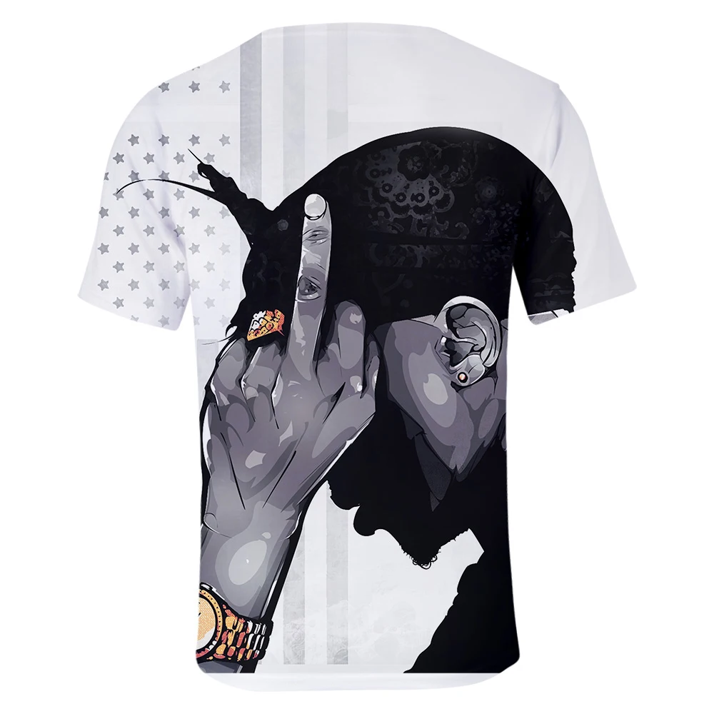 Мужская одежда 2pac принт 3d футболка для мужчин короткий рукав o-образным вырезом Makaveli хип хоп Swag Harajuku уличная футболка