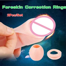 JEUSN Fleshcolor Flexible Foreskin Rings Delay Lasting Cock Rings 2Pcs/Set Sex Products For Men Adult Sex Toys Male Penis Sleeve