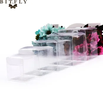 

10pcs PVC Clear Transparent Candy Box Gifts Birthday Wedding Favor Holder Chocolate Candy package Event Sweet Candy Bags jewelry