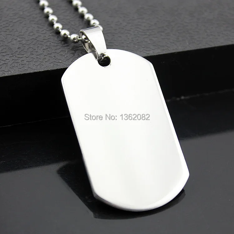 Military Dog Tag Stainless Steel Pendant Ball Bead Necklace Army Mens-PRO# 