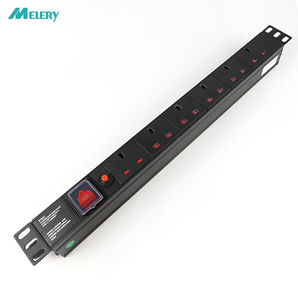 PDU Power Strip Surge Protector 8 Way UK Outlets Switch Overload Protection Network Cabinet Rack Sockets with 2m Extension Cord