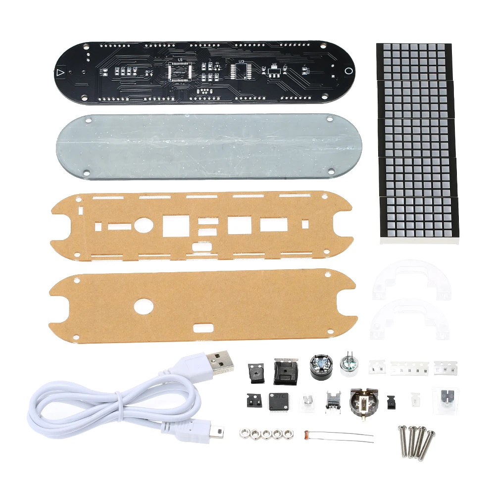 DS3231 высокая точность DIY цифровой точечный матричный светодиодный Будильник комплект с прозрачный чехол Температура даты и времени Дисплей