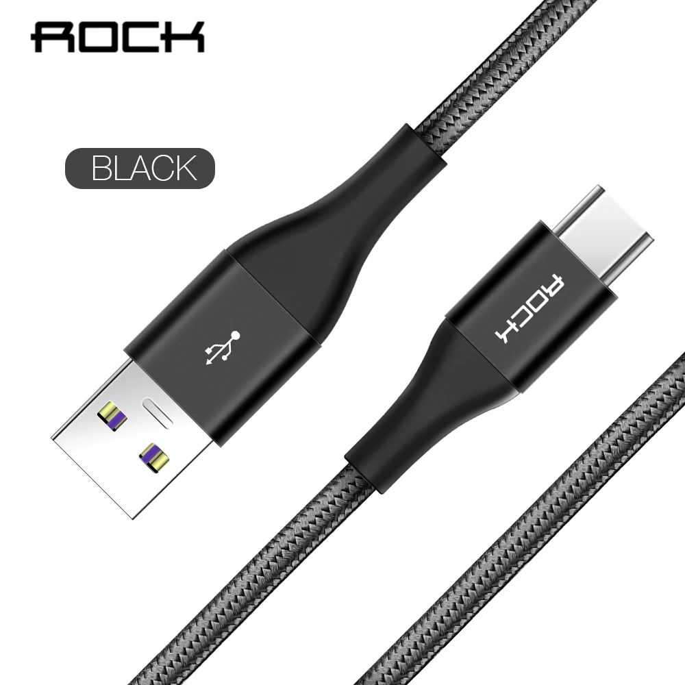 Высокоскоростной USB кабель Rock 5A для быстрой зарядки, кабель usb type C, Магнитный зарядный кабель Micro USB для зарядки и передачи данных, кабель USB для мобильного телефона - Цвет: Черный