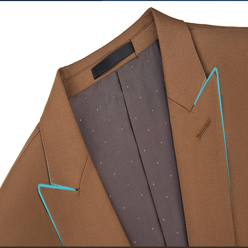 Khaki Business Style Tailor-made Suit Slim Fit for Men Custom Single Breasted One Button 2 Pieces (Jacket+Pants) Peak Lapel