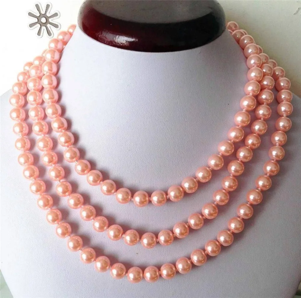 

Fashion Jewellery 8mm Pink ocean shell pearls necklace 50''
