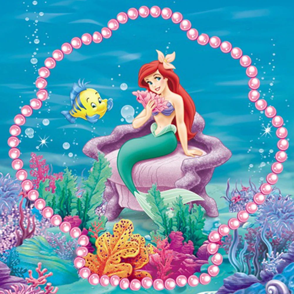 

DIY 5D Full Square Diamond Painting "Cartoon Mermaid Princess" Diamond Embroidery Cross Stitch Mosaic Rhinestone Home Decor kit