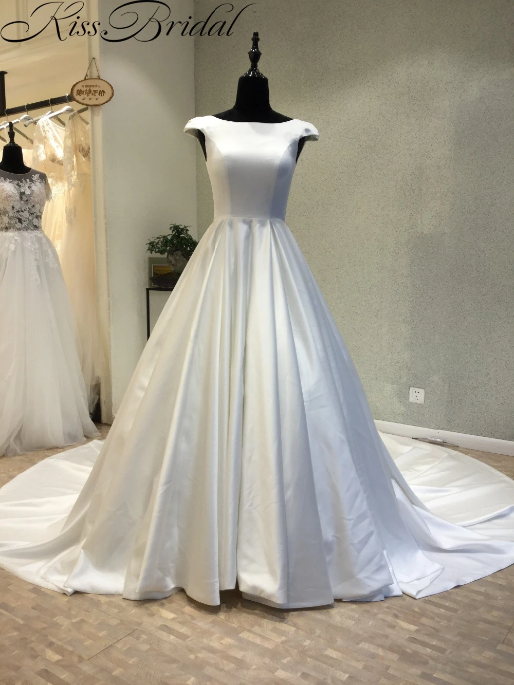 Literatura Expresamente Impuestos Vestido de novia de satén con corsé en la espalda, traje de novia de corte  en A, impresionante, barato, 2018|robe de mariage|wedding dress  a-linevestido de noiva - AliExpress