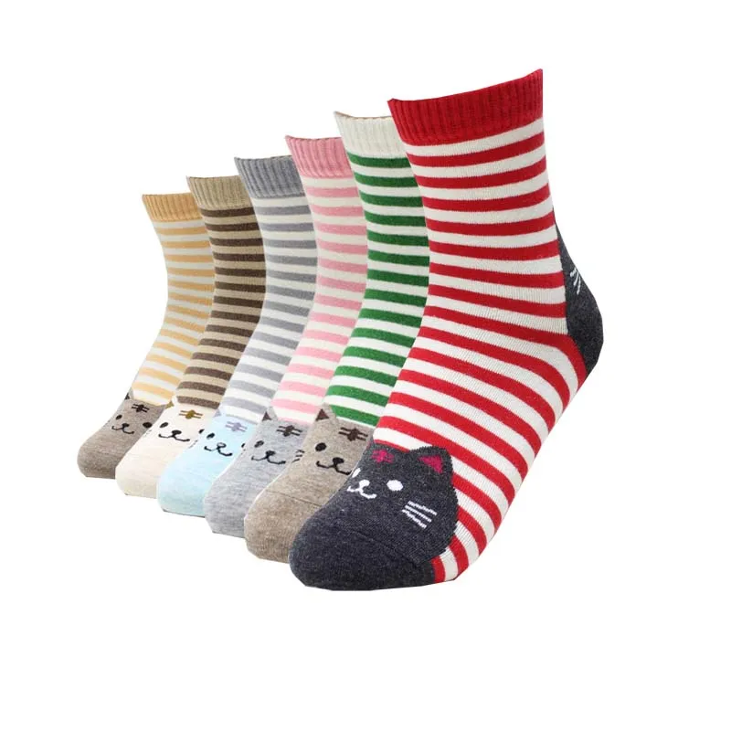 

High quality women's cute cartoon socks autumn fashion striped animal sock lady and women winter funny cotton thermal socks