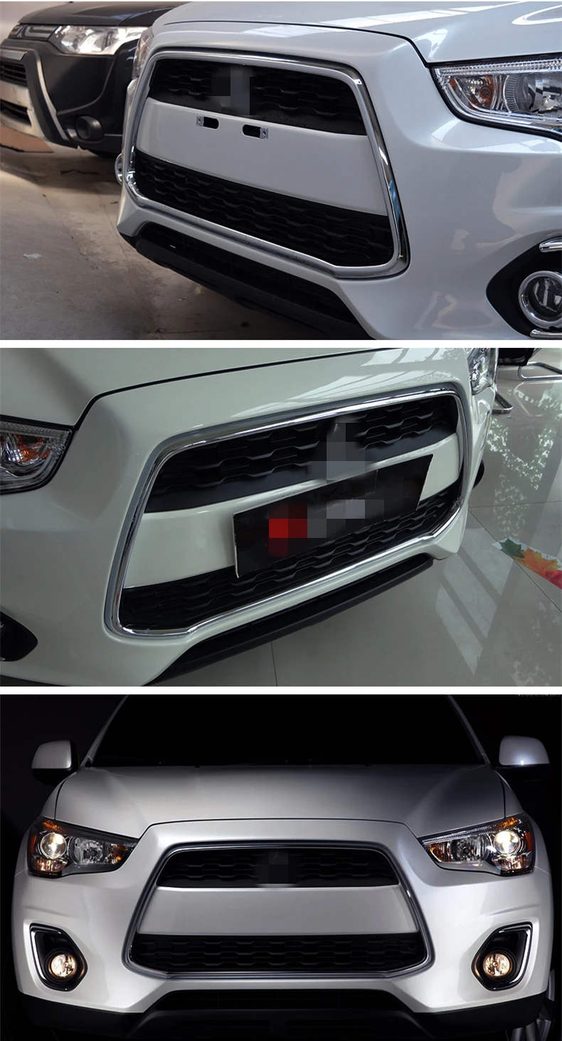 Для Mitsubishi ASX 2013- ABS Хромированная передняя решетка бампера двигателя верхняя Центральная декоративная яркая рамка авто аксессуары