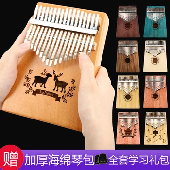 

Spruce Wood Single Board Thumb Piano 17 Tone Carlba Piano 10 Finger Piano Thumb Piano Portable Beginners Instrument