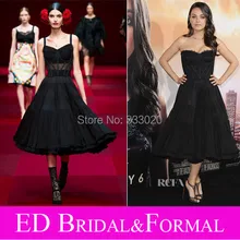 Mila Kunis 2015 Ballkleid Schwarz Cocktailkleid Tee Länge Kurze Berühmtheit Abend Party Kleid vestido de festa curto