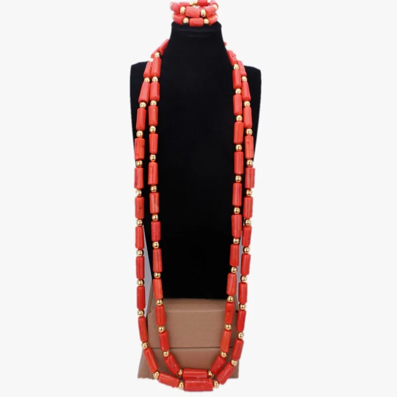 

4UJewelry Genuine Coral Jewelry Set African Beads Nigerian Wedding Jewellery Set Men Nature Stone Beads Necklace Set