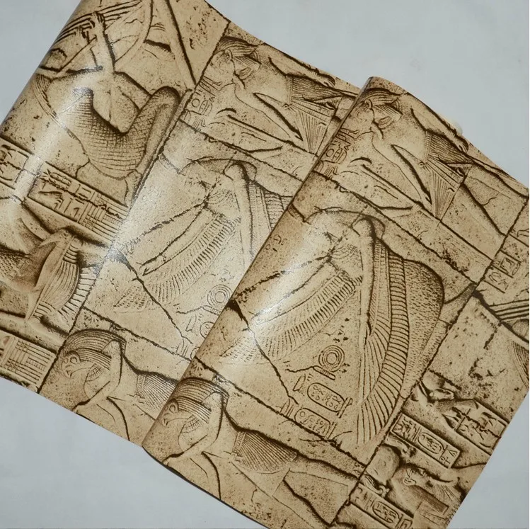 3D ПВХ имитация обои с темами Египта стереоскопический обладает отшелушивающим эффектом Тиснением Моющиеся стеновые Бумага для стен гостиной Фон 10 м X 53 см