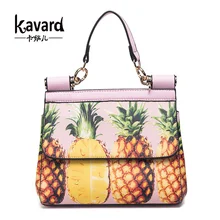Piña de impresión Bolso Del Diseñador Para Las Mujeres 2017 Bolsos Ocasionales de la Marca Famosa Bolsas de asa Superior de Lujo Bolsos de Las Mujeres Crossbody Bolsa