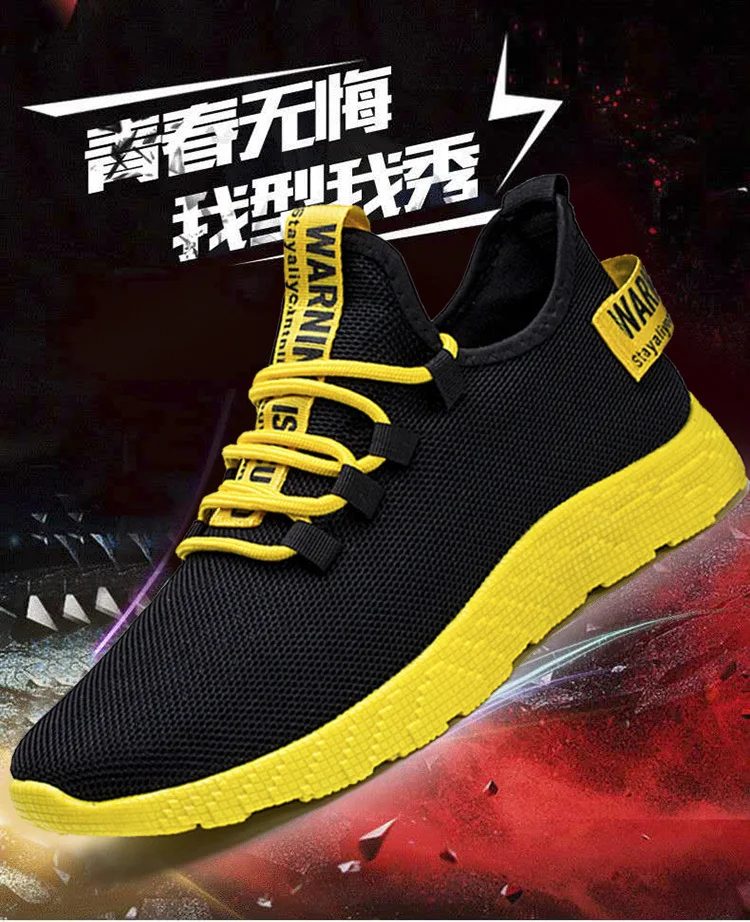 Men Sport Running Shoes White Sneakers Breathable Mesh Outdoor Athletic Shoe Light Male Shoe Zapatillas Hombre Deportiva BLACK