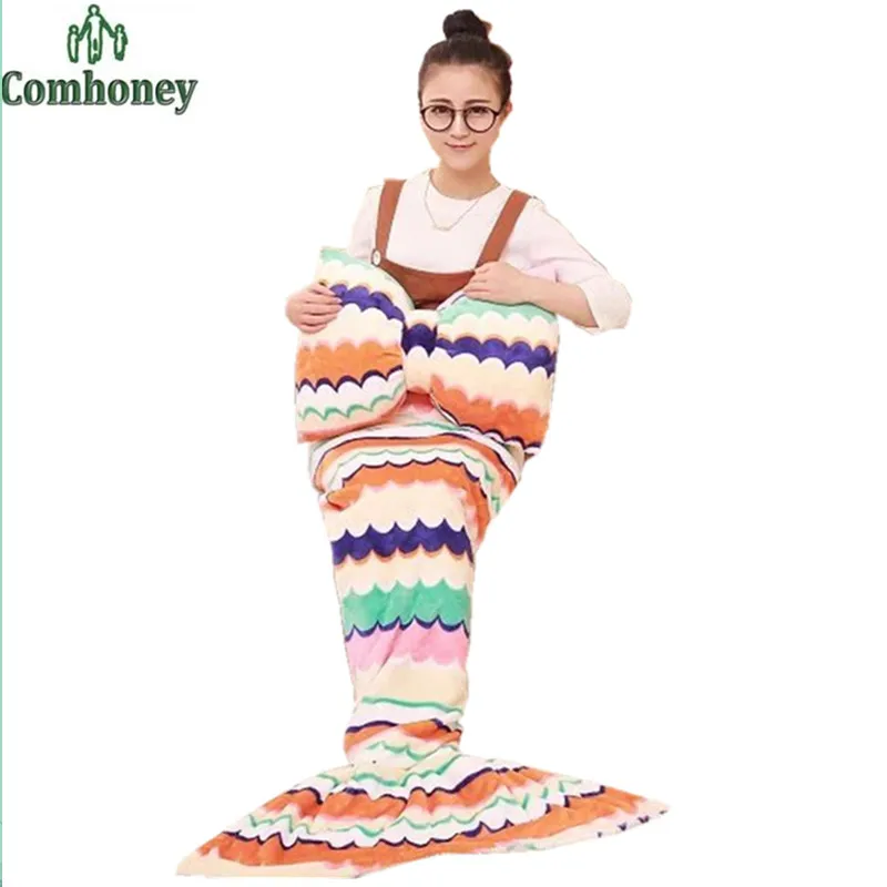 Mermaid Blanket Towel Adult Office Pillow Kids Soft Animal Sleeping Bag
