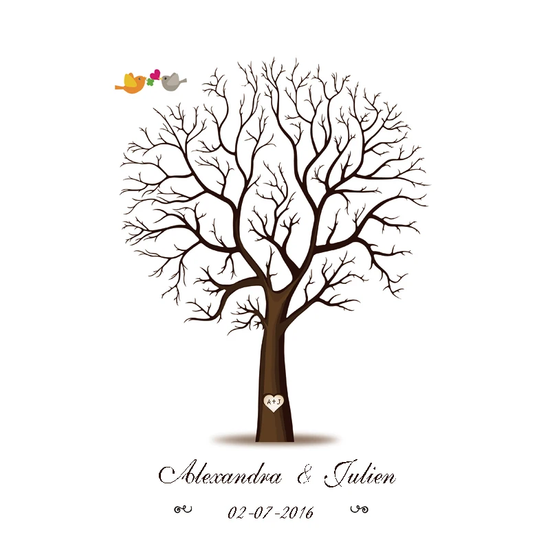 40x60 Cm Personnaliser Toile Empreinte Arbre De Mariage Livre D