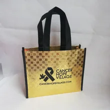 1000 шт./лот ламинированные блестящие золотые металлические лазерные Нетканые Сумки 20x25x8 см на плечо для покупок многоразовый подарочный пакет