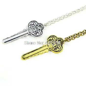

12pcs/lot Sherlock 221B Baker Street Faux Vintage Key Necklace