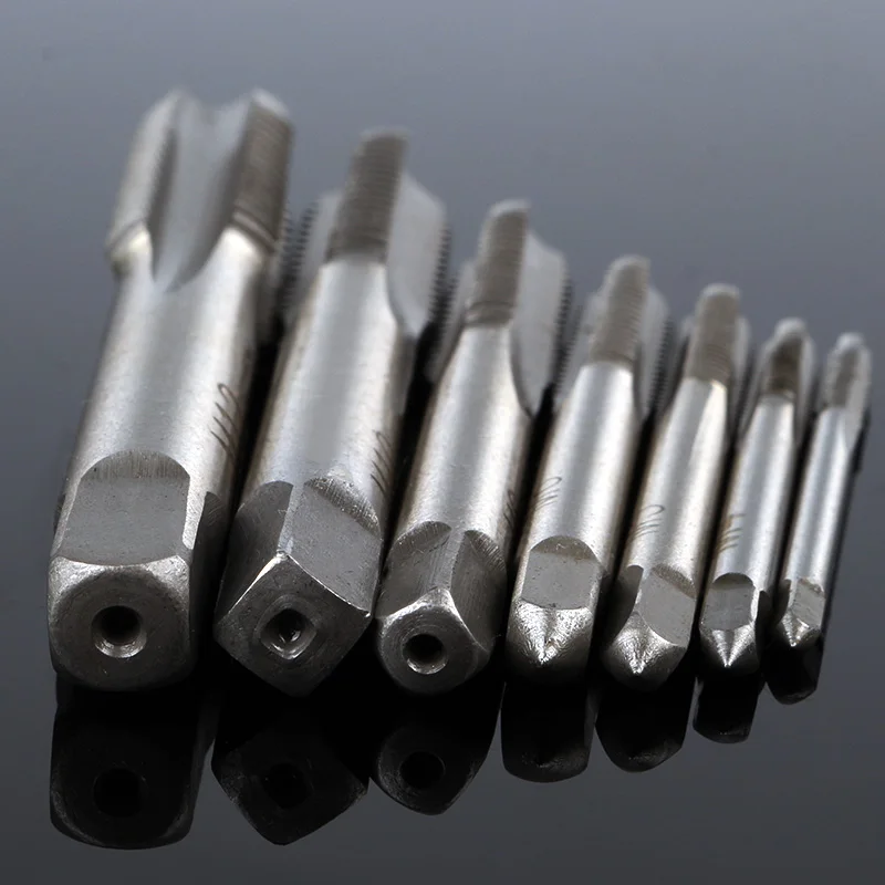 7 PCS / group HSS M3 -M12 mechanical screwdriver tapered square handle straight slot screw tapping metric plug hand drill 7 PCS / group HSS M3 -M12 mechanical screwdriver tapered square handle straight slot screw tapping metric plug hand drill