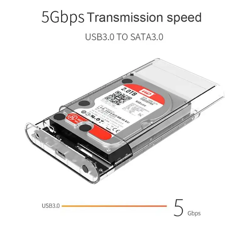 

White Cool Transparent 3139U3 3.5-inch HDD Enclosure Case Set USB 3.0 5Gbps SATA3.0 Support UASP 8TB External Hard Drive Box