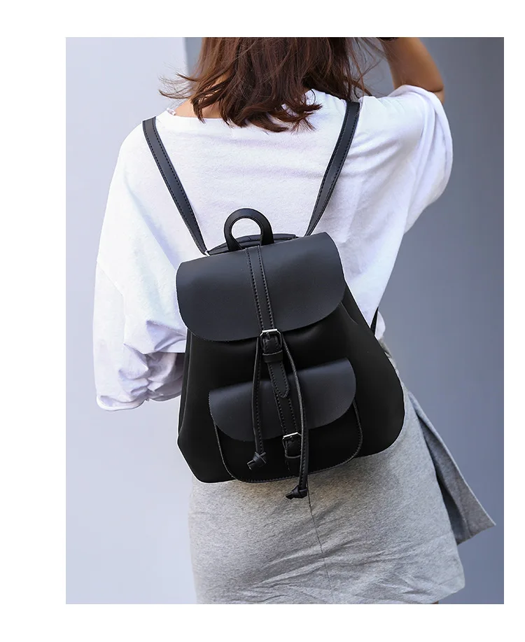 Pocket PU Leather Women Backpack Female Retro Designer Schoolbag for Teenagers Girl's Casual Large Travel Bag Laptop Backpack