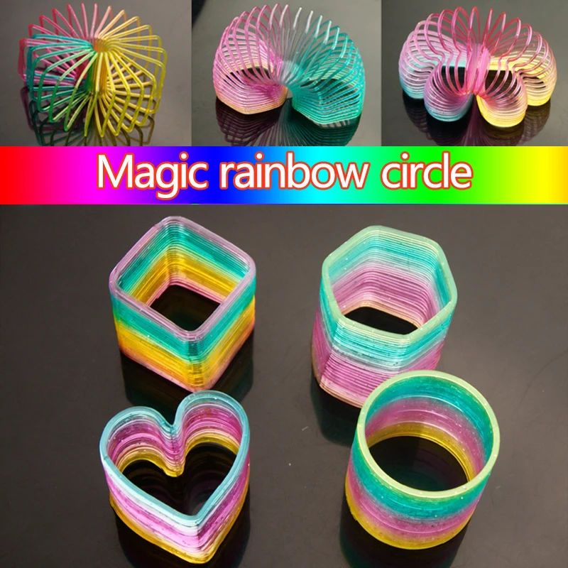 

Colorful Antistress hand Skill Toys Magic rainbow circle Plastic Spring Coil Children's Creative Folding toy Educational toys