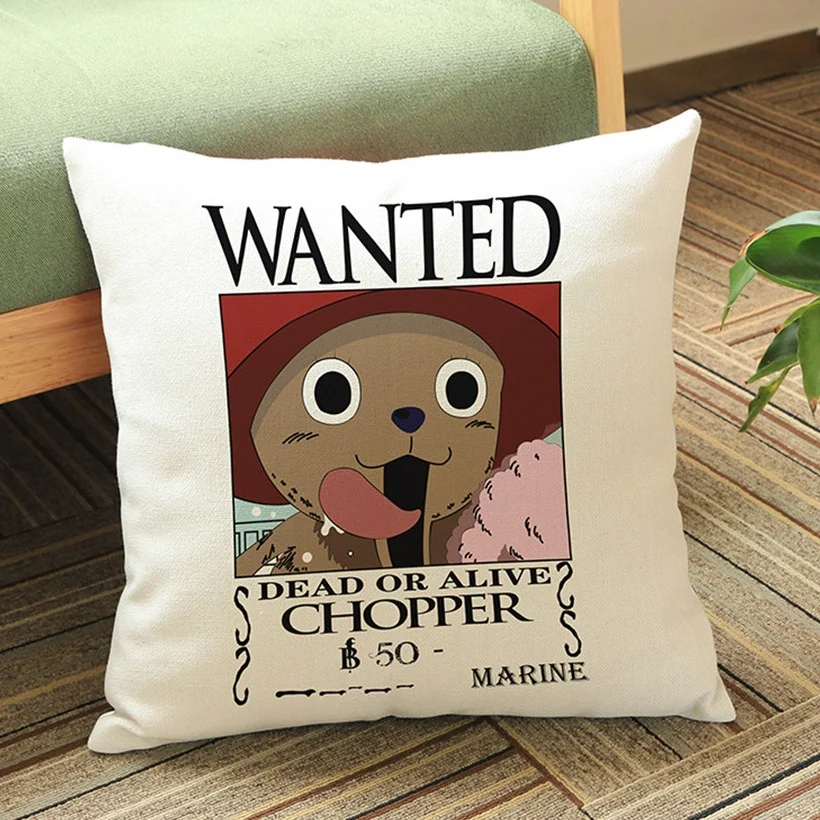 

ONE PIECE Anime Cartoon Chopper Monkey D Luffy Nami Print Sofa Throw Pillowcase Home Decorative WANTED Video Game cushion Pillow