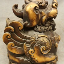 USPS в США S1641 1" Китай Бронза Орнамент Богатство Fly Единорог Зверь PiXiu Foo Фу Собака Лев Статуя