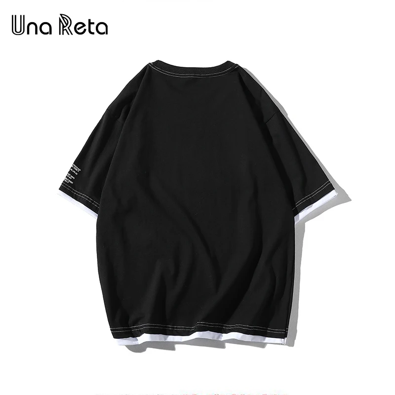 Una Reta Мужские футболки в уличном стиле, новинка, короткий рукав, круглый вырез, повседневные топы, мужские футболки в стиле хип-хоп, имитация двух частей, летние футболки