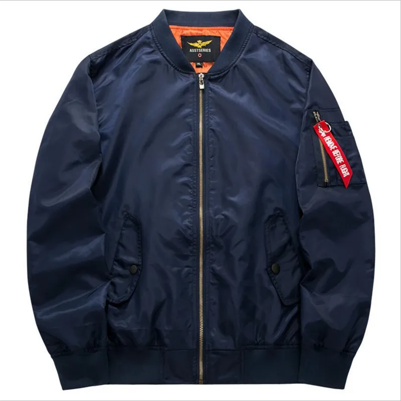 

2019 Spring Autumn Mens Solid Flight Army Green Bomber Jacket Men's Rib Sleeve Zipper Short Air Force Baseball Coats Clothing