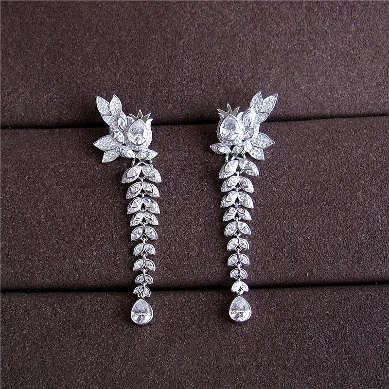 Fashion AAA cubic zirconia white stone long ear cuff drop earring dress patry accessaries,E3697S