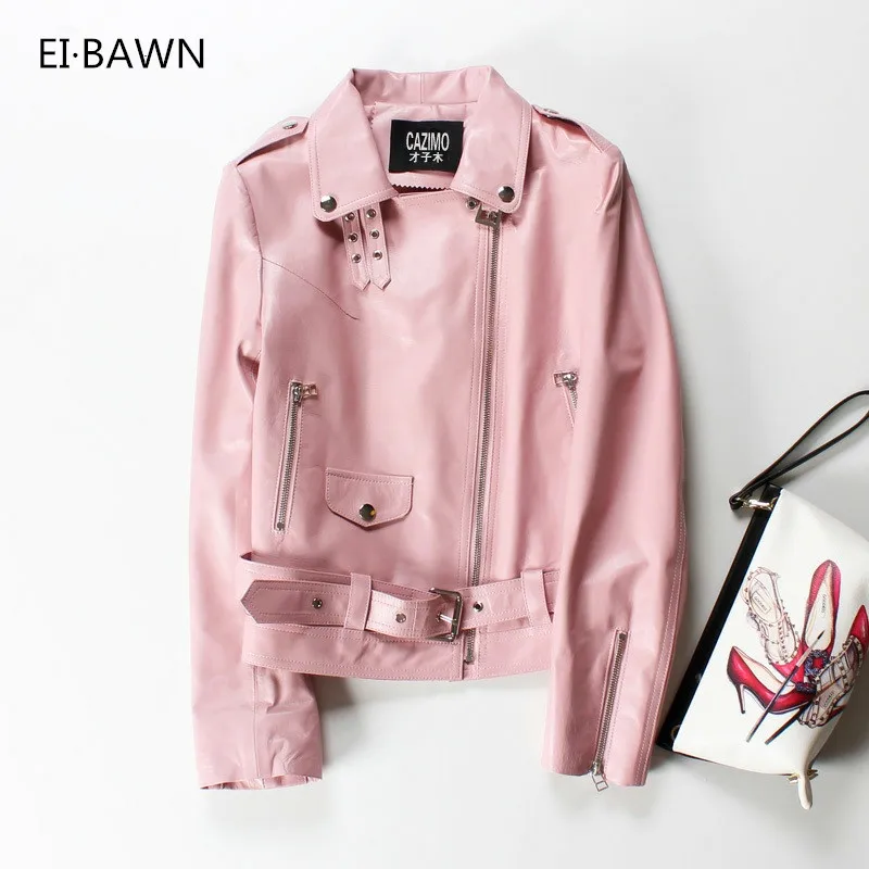 wonderful  2019 Bomber Leather Jacket Genuine Sheepskin Plus Size Coat Women Streetwear Coats and Jackets Wome