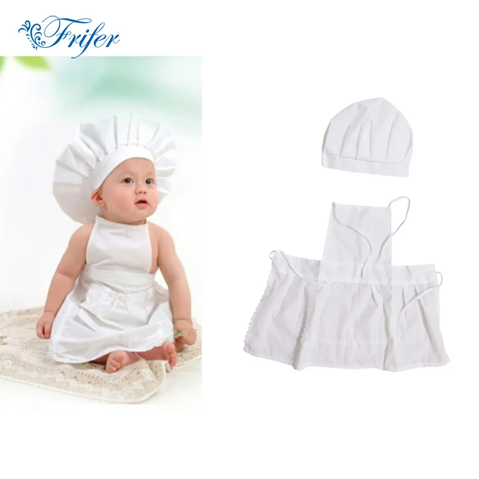 Cute Baby Chef Apron&Hat For Kids Costumes Cotton Blended Chef Baby