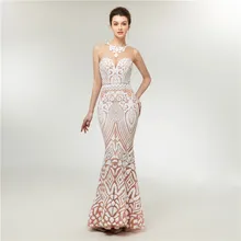 Robe de Soirée Longue Sexy Backless Sereia Laço Vermelho Vestido de Noite 2018 Longo Lantejoulas Sparking Evening Vestidos Vestido de Festa