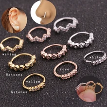 Sellsets 1 шт. медь круглой формы золото и серебро Daith серьги Перегородка носа ноздри хряща кольцо CZ Пирсинг ювелирные изделия