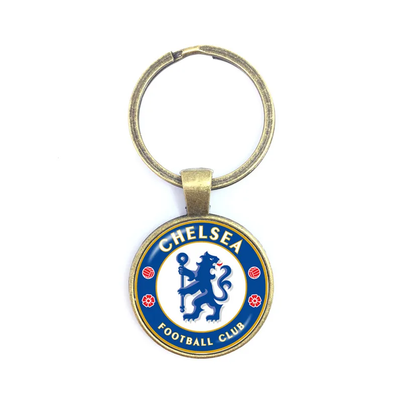 

Football Team Club 25mm Glass Dome Cabochon KeyChain Chelsea Football Club Leagues Logo Soccer Club Keyring For Fans Gift