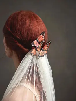 

Ivory romantic veil outdoor wedding Butterfly veil Lawn wedding velo de novia