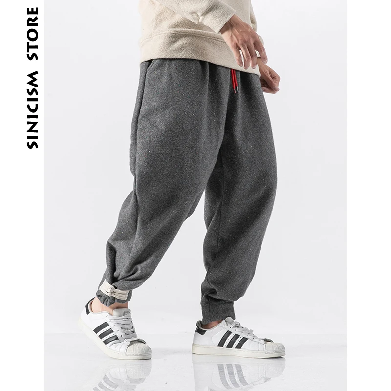 Sinicism مخزن الرجال سميكة سراويلي حريمي 2019 رجل القطن الأسود ركض السراويل الذكور عارضة الشتاء Sweatpants زائد حجم السراويل الترنك