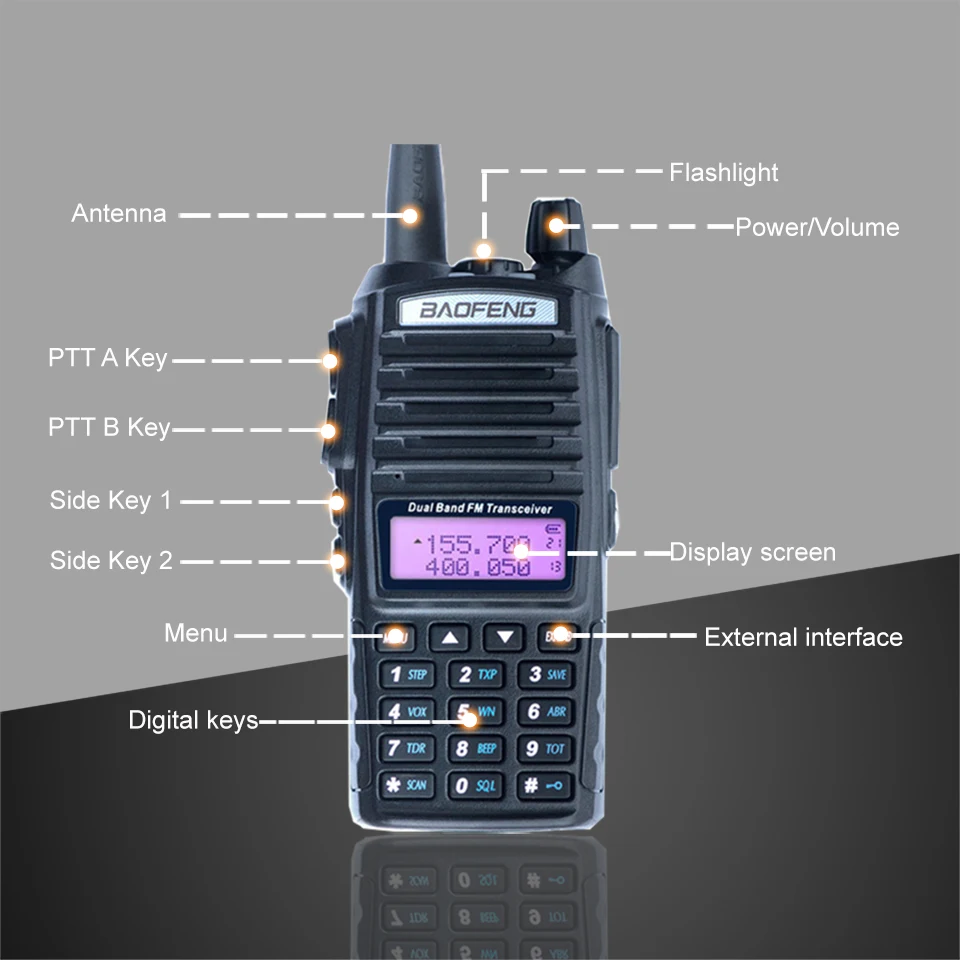 2 шт. Baofeng UV-82 Дальний диапазон 8 Вт рация двойной PTT портативный UV 82 двухстороннее радио FM радио Ham Hf приемопередатчик UV82 CB радио