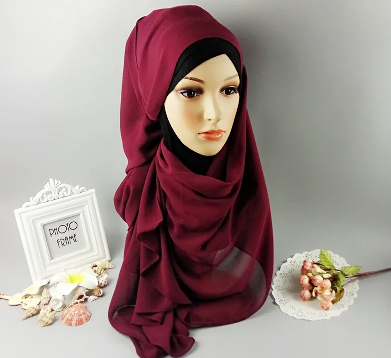 A2 50 шт./лот высокое качество обычный пузырь шифоновые платки повязки популярные хиджаб летом мусульманские шарфы