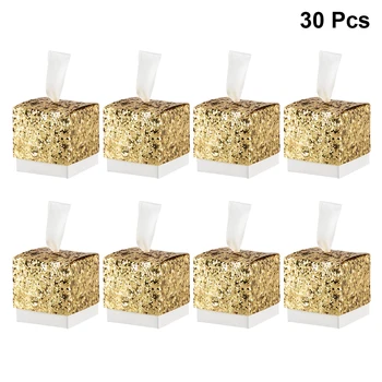 

30pcs Candy Boxes Packaging Sparkle Sequin DIY Paper Gift Boxes Party Supplies for Festival Bridal Shower Wedding