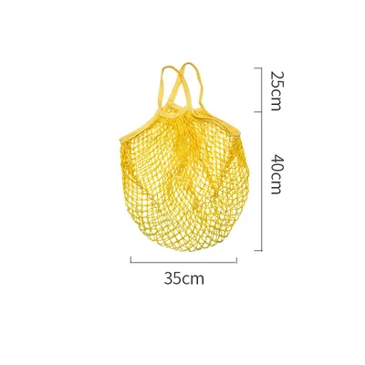 Восстанавливаемая фруктовая хозяйственная сумка для овощей струнный шоппер хлопок ручная сумка сетка тканая сетка подвесная сумка для хранения на кухне Органайзер инструмент - Цвет: Yellow