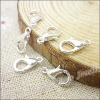 

Free shipping 300pcs Bright silver lobster clasp parrot clasp fit jewelry accessories chain necklace bracelet DIY Making