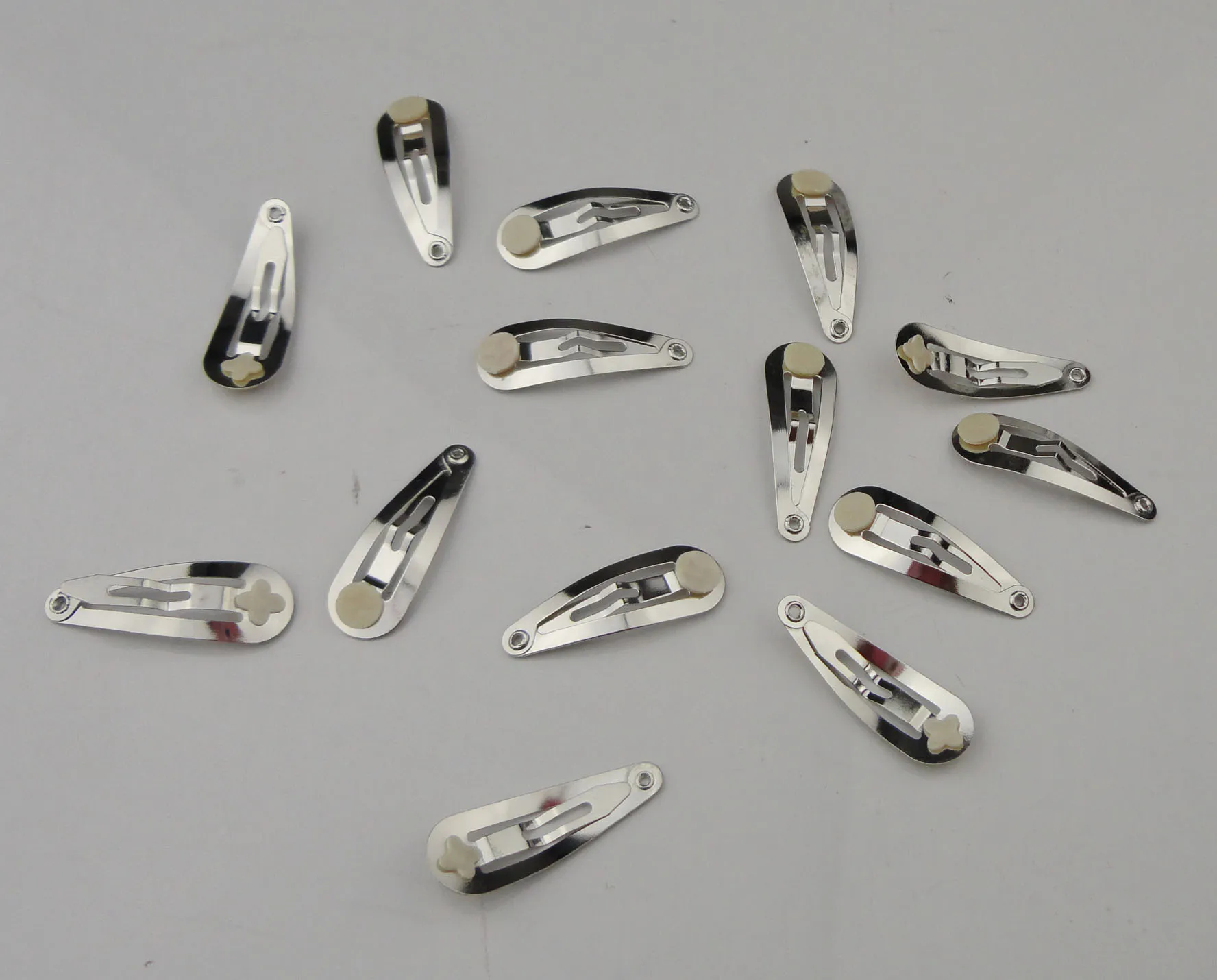 50PCS 3.0Cm 1.15" Silver Finish Plain Metal Snap Clip with 5mm pads at