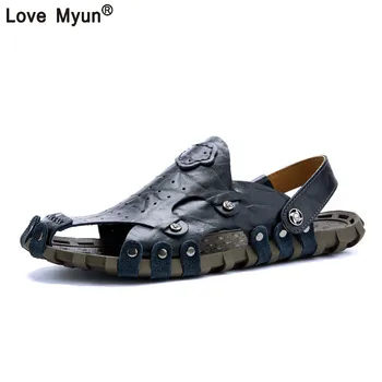 

Men Sandals Men Beach Shoes Genuine Split Leather Brand Men Casual Shoes Men Slippers Sneakers Flip Flops Summer Shoes
