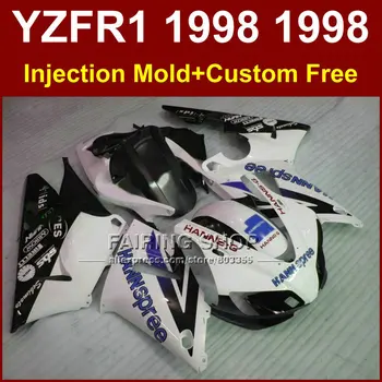 

HANNspree aftermarket fairings kit for YAMAHA YZF R1 YZF1000 98 99 R1 motorcycle white black fairings YZF R1 1998 1999 EK8T