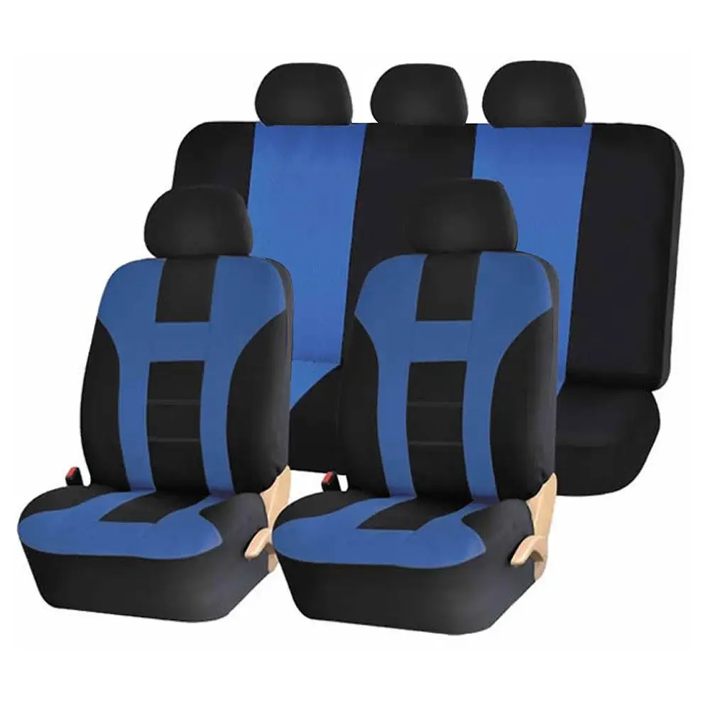 9pcs/4pcs Car Seat Cover Universal Classic Fashion Style Seat Protector Four Seasons Car-styling Auto Interior Accessories - Название цвета: Black blue 9 pcs set