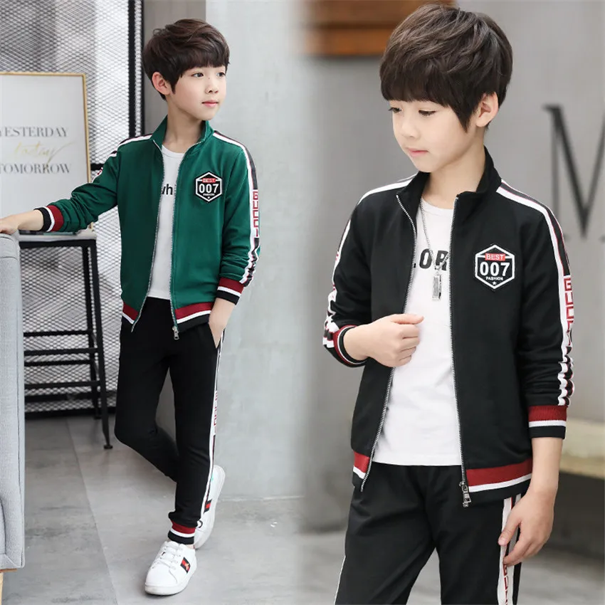 

3-14 y child boy sets kids clothes for teen boys 14 years old set outfits long sleeve zipper sweatshirt spring autumn tracksuit